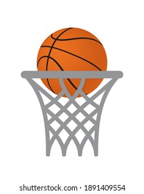 Basketball Basket and Ball Vector Icon. Isolated