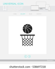 Basketball Basket And Ball Vector Icon.