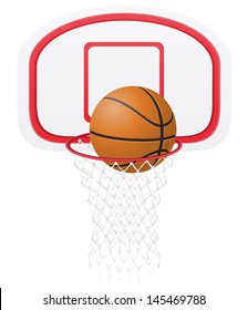 basketball basket and ball vector illustration isolated on white background