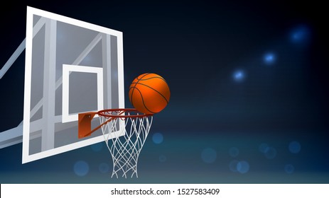 Basketball in a basket, basketball championship, sports equipment