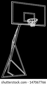 Basketball basket construction vector isolated on black background , play ground