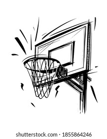 Basketball basket. Hand drawn sketch illustration