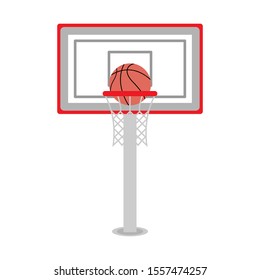 Basketball basket, hoop, ball isolated on white background. Vector illustration