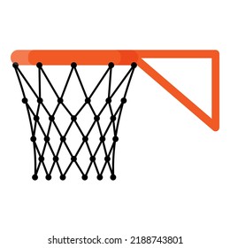 Basketballkorb, Hoop und Netz auf der Seite. 3x3 Basketballsportausrüstung. Sommerspiele. Vektorgrafik, einzelne Illustration.