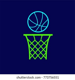 basketball and basket icon 