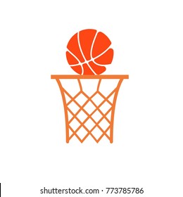 basketball and basket icon 