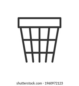 Basketball basket line icon, sign or symbol. Premium pictogram in trendy outline style. Basketball basket pixel perfect vector icon isolated on a white background. 