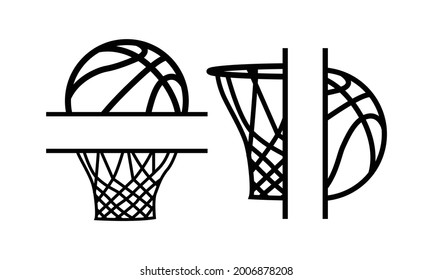 basketball and Basket Monogram frame Vector and Clip Art 