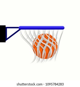 Basketball basket with net and ball. Modern flat cartoon style vector illustration icons. Isolated on white background. Basketball set. Basketball concept. Abandoned point in basket. Streetball.