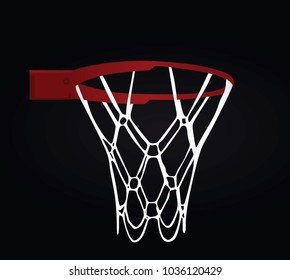 Basketball basket on black background. vector illustration