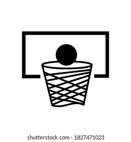 Basketball Basket Outline Vector Icon. Hoop Sign. Shuttlecock. Foul Out. Bucket. Sports Concept. Flat Simple Line Design Illustration.