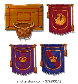 A basketball basket and a set of pennants. Vector.