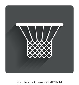 Basketball basket sign icon. Sport symbol. Gray flat square button with shadow. Modern UI website navigation. Vector