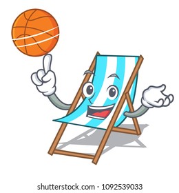 With basketball beach chair character cartoon