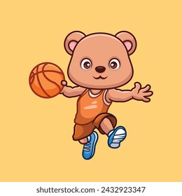 Basketball Bear Cute Cartoon Character Illustration