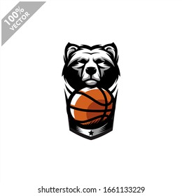 Basketball Bear team logo design. Scalable and editable vector.