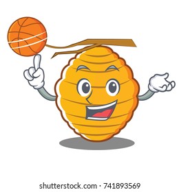 With basketball bee hive character cartoon