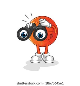 basketball with binoculars character. cartoon mascot vector