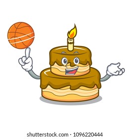 With basketball birthday cake character cartoon