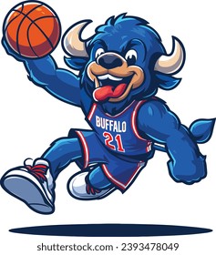 "Basketball Bison: Unleash the spirit of competition with a fierce buffalo, captured in dynamic vector art, embodying strength and passion on the court."