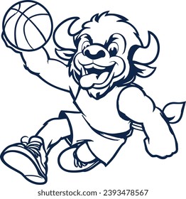 "Basketball Bison: Unleash the spirit of competition with a fierce buffalo, captured in dynamic vector art, embodying strength and passion on the court."