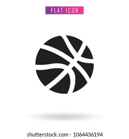 Basketball Black Ball  Vector Icon in flat style, on white background, isolated, illustration for applications and web templates.
