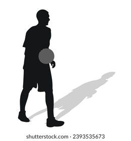 Basketball, black silhouette of an athlete basketball player with a ball