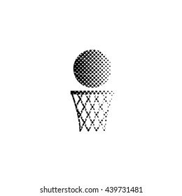 basketball - black vector icon;  halftone illustration