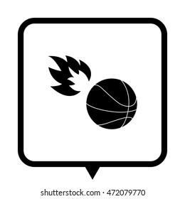 basketball - black vector icon ; message bubble