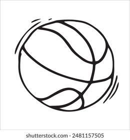 Basketball. Black and white drawing in sketch style, vintage graphic