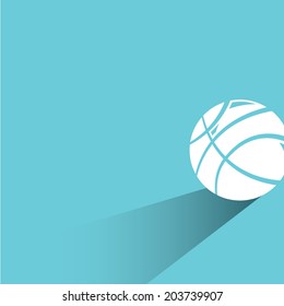 basketball, blue background, flat and shadow theme