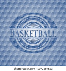 Basketball blue badge with geometric pattern. Vector Illustration. Detailed.