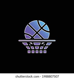 Icono de vector de gradiente azul de baloncesto