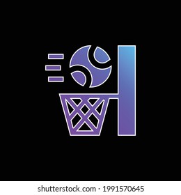 Icono de vector de gradiente azul de baloncesto