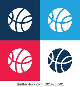 Basketball blue and red four color minimal icon set