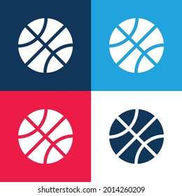 Basketball blue and red four color minimal icon set