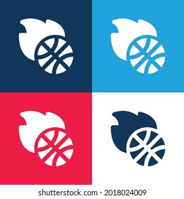 Basketball blue and red four color minimal icon set