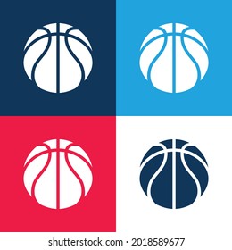 Basketball blue and red four color minimal icon set
