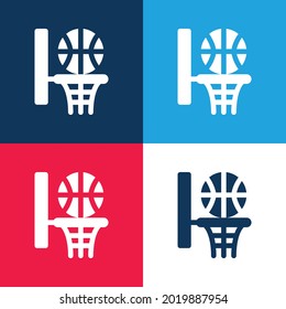 Basketball blue and red four color minimal icon set