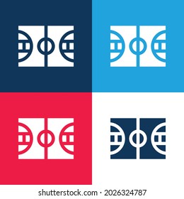 Basketball blue and red four color minimal icon set