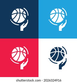 Basketball Blue And Red Four Color Minimal Icon Set