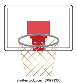 Basketball board and ring. Basketball and basketball hoop,  basketball court, basketball board isolated. Vector abstract flat design illustration
