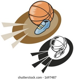 Basketball and boots. Vector illustration