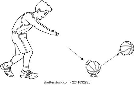 ilustración vectorial de línea de rebote de baloncesto aislada en fondo blanco