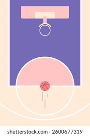 A Basketball Bouncing Towards the Hoop on a Dreamy Pastel Court