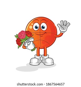 basketball with bouquet mascot. cartoon vector