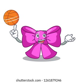 With basketball bow tie ribbon isolated on mascot