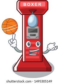 With basketball boxing game machine isolated the mascot