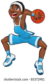 Basketballjunge. Funny Cartoon und Vektorgrafik einzeln