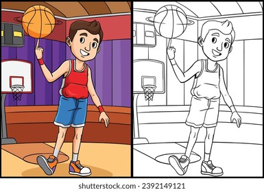 Basketball Boy Spinning the Ball Illustration